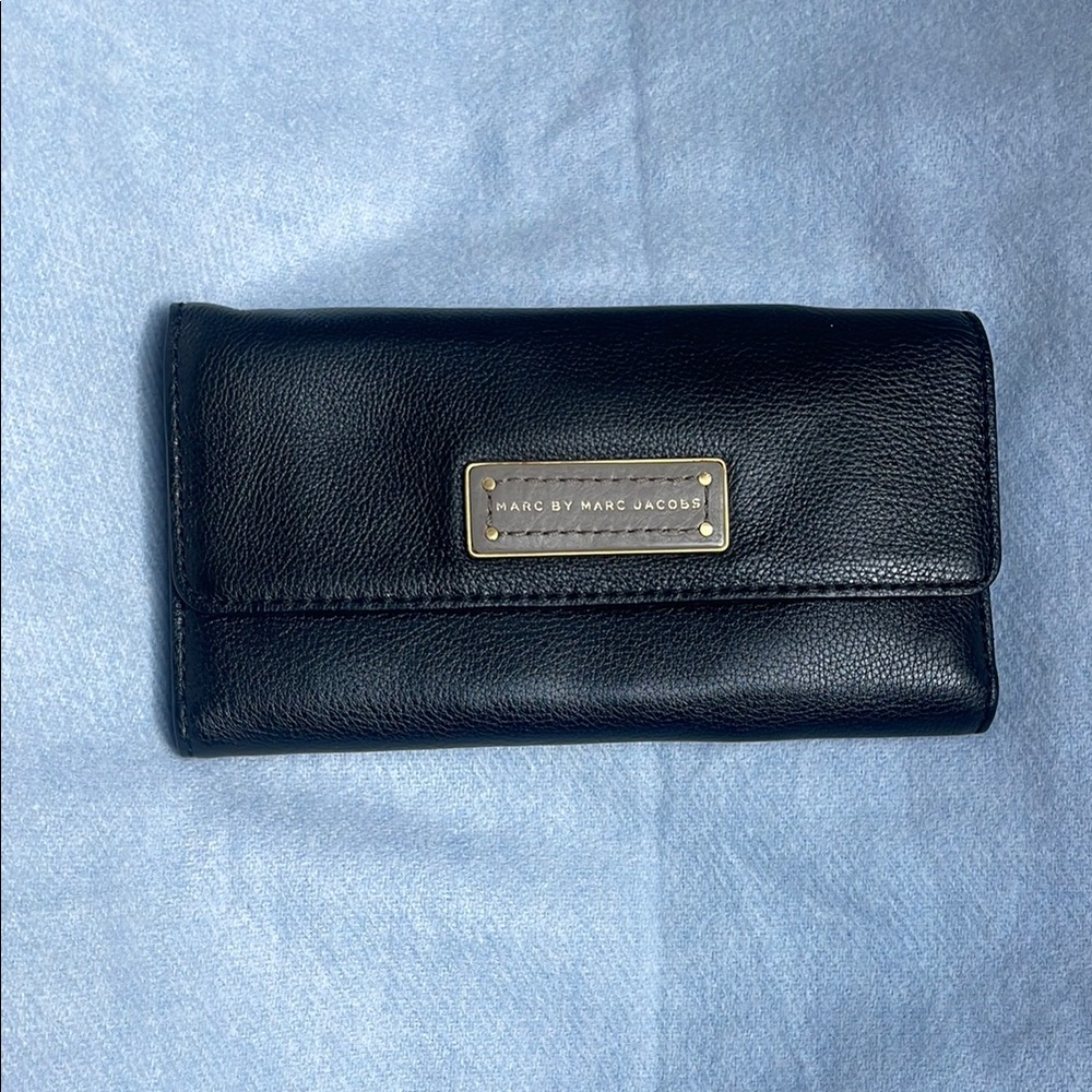 Marc By Marc Jacobs Black Key Holder with Leather Design and Fold-Over Closure